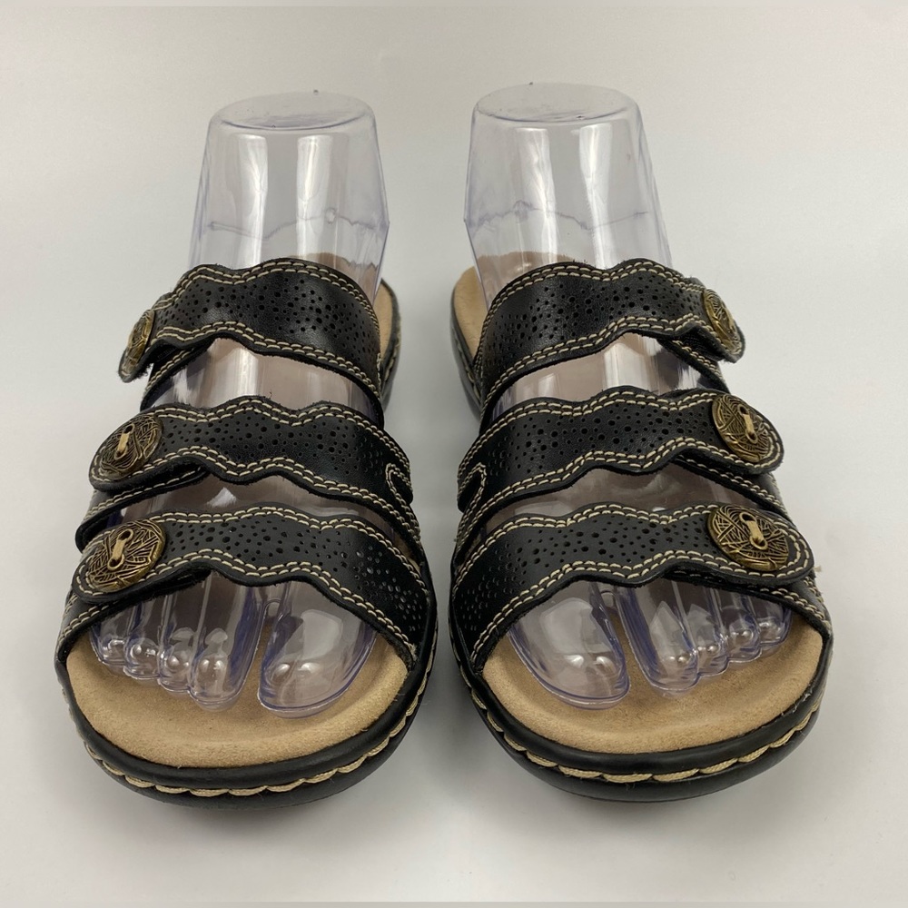 Clarks Ultimate Comfort Collection Sandals, Women's US Size 6M, Black Leather - Picture 2 of 11